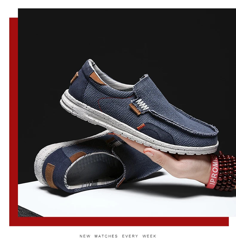 Men Canvas Shoes Slip On Loafers Summer Breathable Sneakers Men Comfty Casual Men Shoes Lightweight Flats Men Walking Zapatos