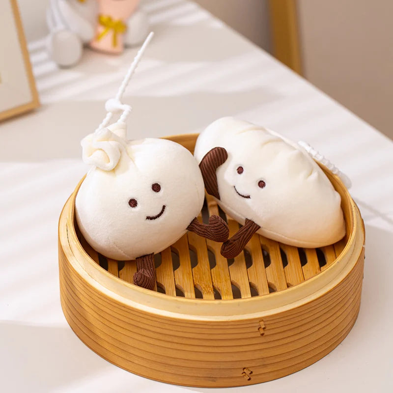 New Steamed Stuffed Bun Dumpling Pendant Imitation Food Cartoon Soft Plush Cotton Toys Stuffed Chinese Food Doll Bag Decoration