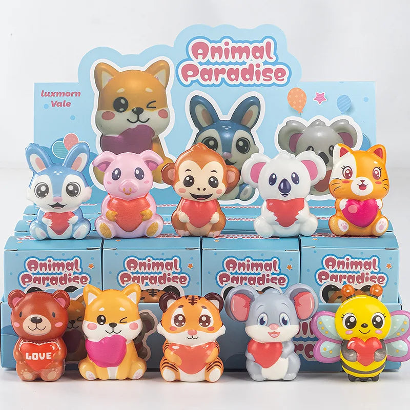 12-Piece Slow Rebound Mystery Blind Box Squishy Set | Cute Food & Animal Collectibles | Ages 14+