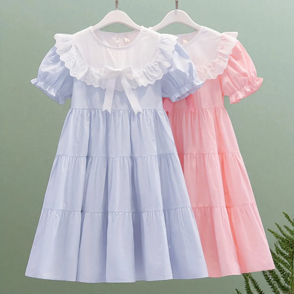 Toddlers Dresses For Girls Children's Dress Summer Cotton Kids School Costumes Short Sleeve Baby  4 5 6 8 9 10 12 Years