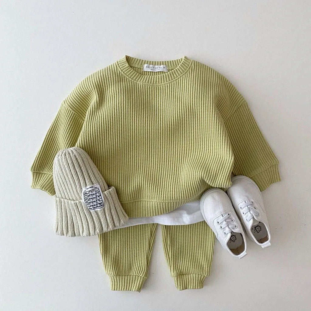 Baby & Toddler Unisex Waffle Cotton Tracksuit Set