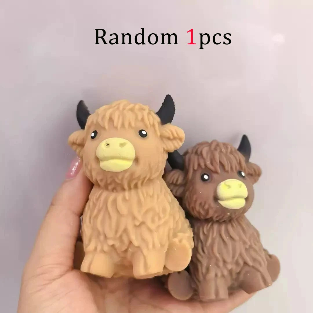 NeeDoh Scottish Highland Cow Squishy Slow Rebound adult toys, NeeDoh Squishy Flour filled adult toys gift ﻿