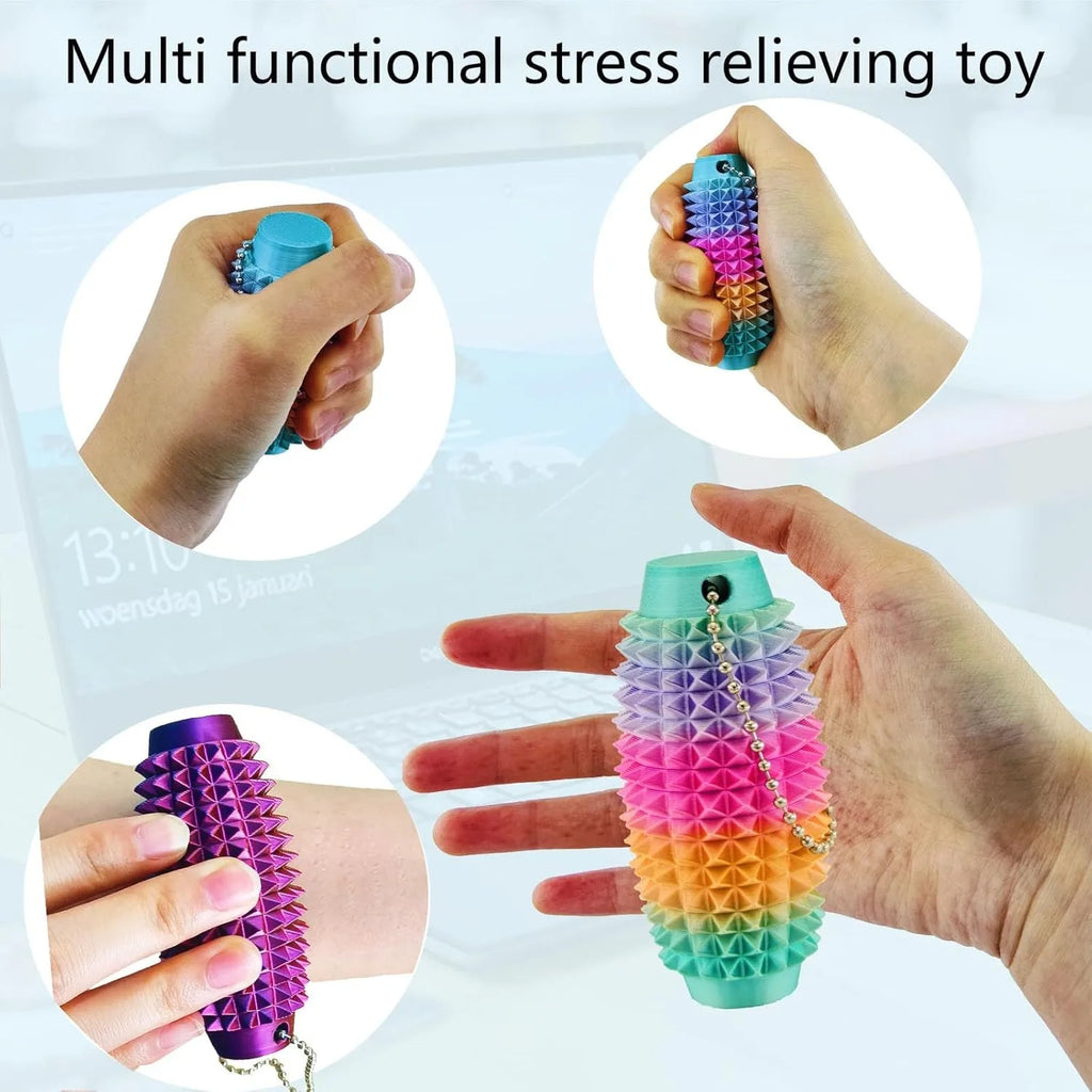 Mini Spiky Fidget Massage Keychain – 3D Silicone Pain Stim Sensory Toy for Anxiety Relief, Singles & 4-Pack
