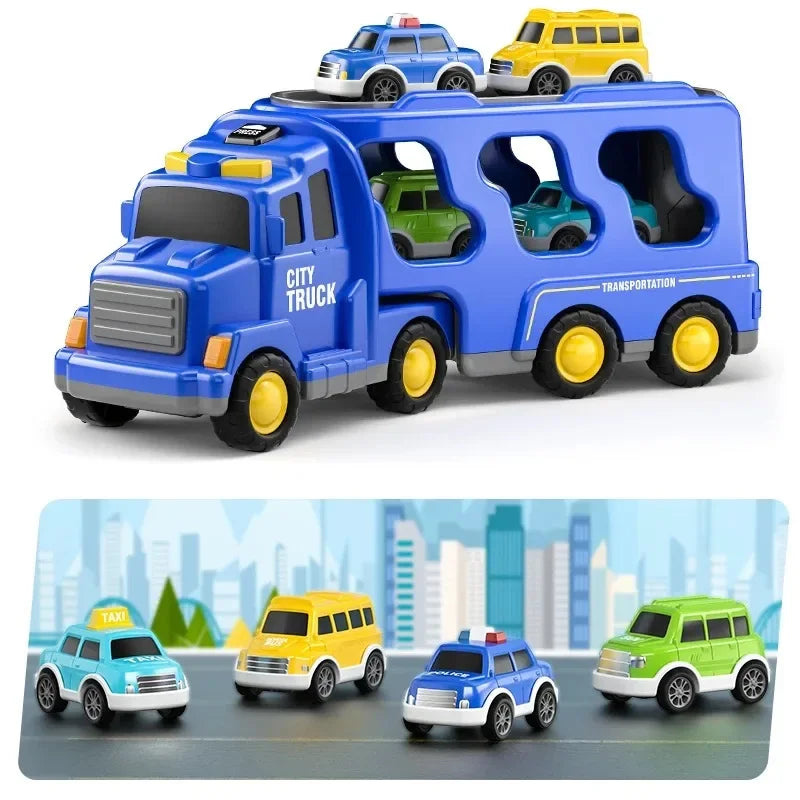 Wind-up Cars Toy engineering trucks heavy trucks police car fire trucks music light model set puzzle toys Boys Kids Gifts