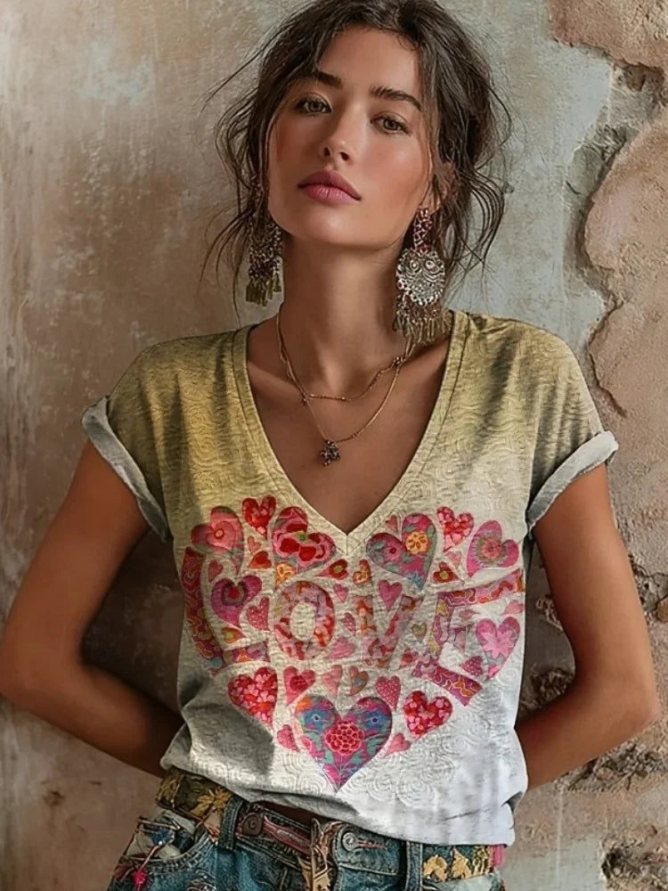 Women's Tops Women's Floral T-Shirt Summer Short Sleeve Casual Loose Vintage Streetwear Fashion Clothes for Woman