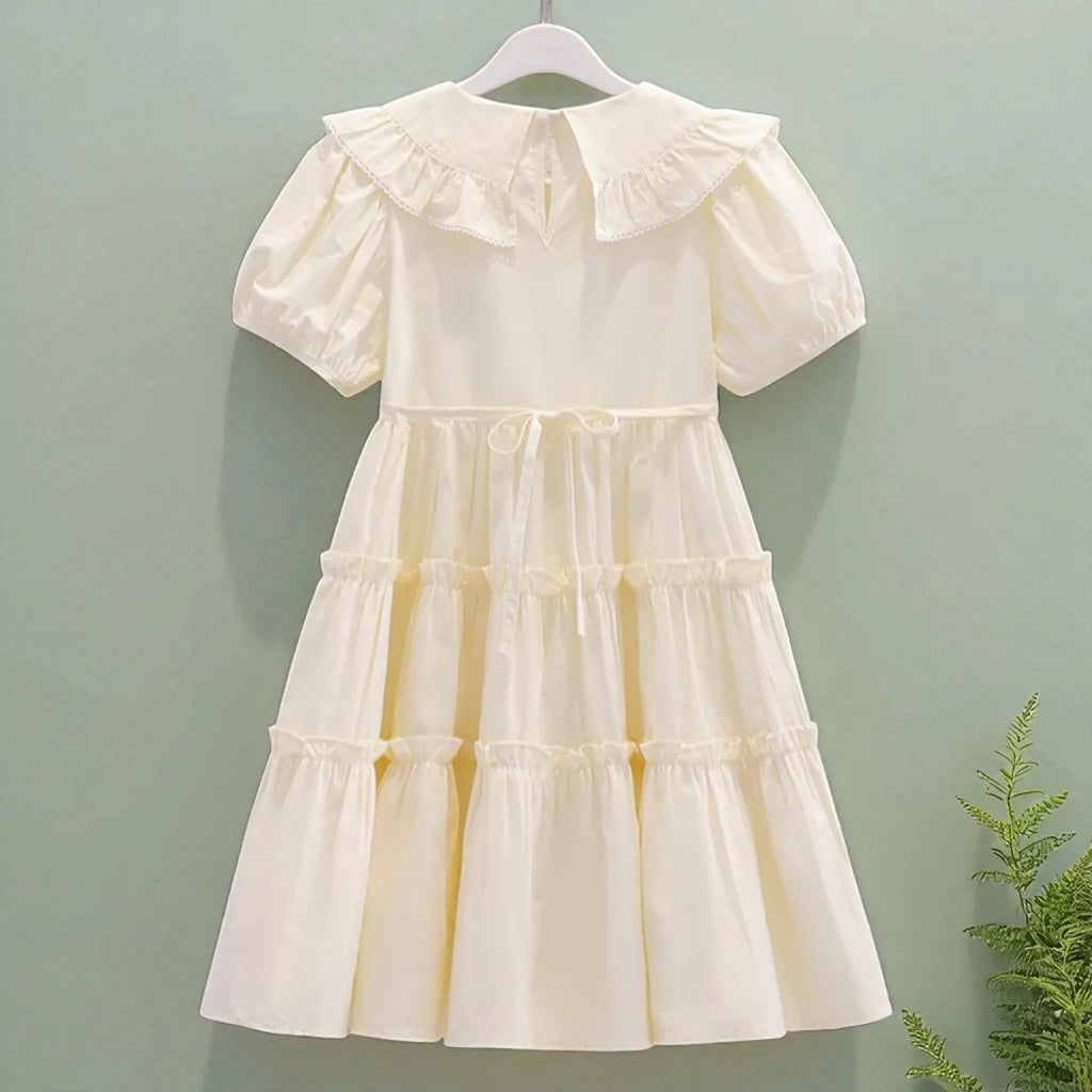 Toddlers Dresses For Girls Children's Dress Summer Cotton Kids School Costumes Short Sleeve Baby  4 5 6 8 9 10 12 Years