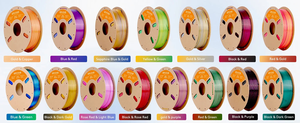 ERYONE 1KG Silk Dual Color PLA Series 3D Printer Filament 1.75mm, Dual-Color Coextrusion Silky Shiny Finish, 1kg Spool