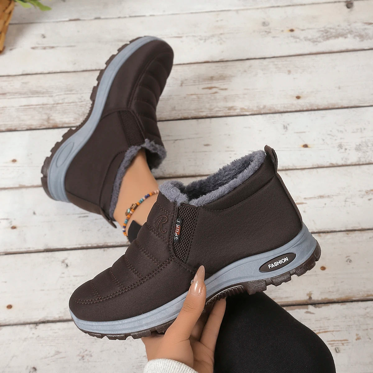 Women's Cozy Plush-Lined Waterproof Winter Ankle Boots