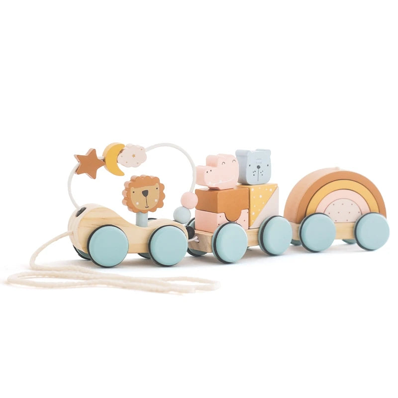 Wooden Train Birthday Toy Montessori Toys Baby Educational Toys Wooden Trolley Number Of Wood Baby's Toys Baby Learning Toys