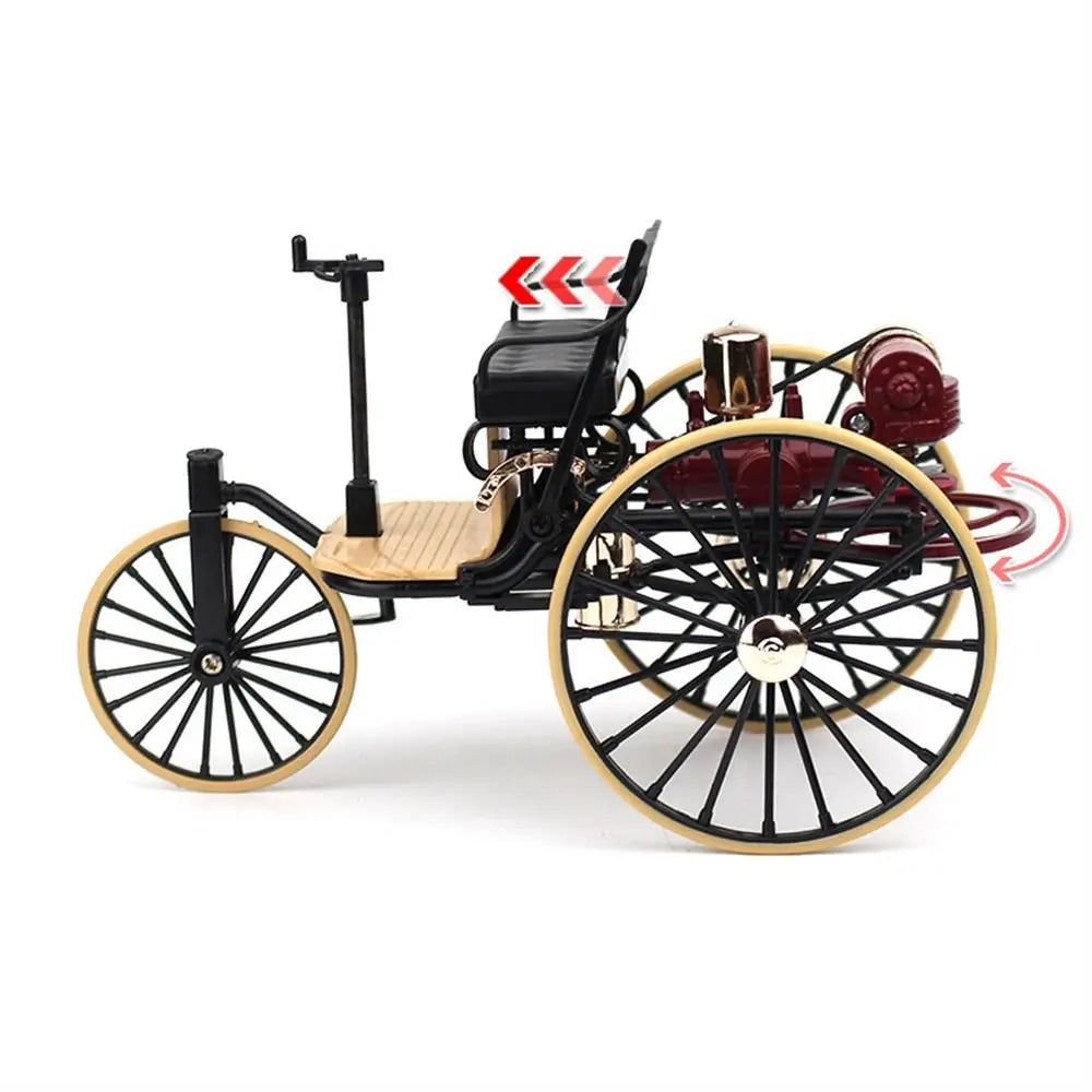 Kids Toy Vintage Classic Tricycle Model Metal Diecast Three Wheeled Simulation Tricycle Toy 1:12 Alloy Model Collectibles Gift