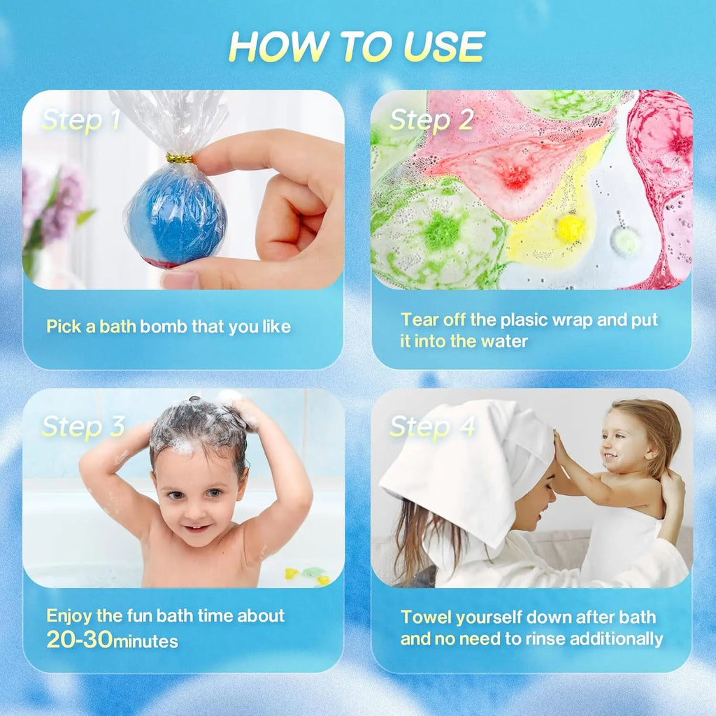 Kids Bath Bombs with Glow Toys Inside - 24 Pack
