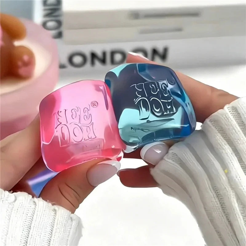 Needoh Mini Nice Ice Cube Squishy 4-Pack | Slow Rebound Stress Relief Fidget Toy