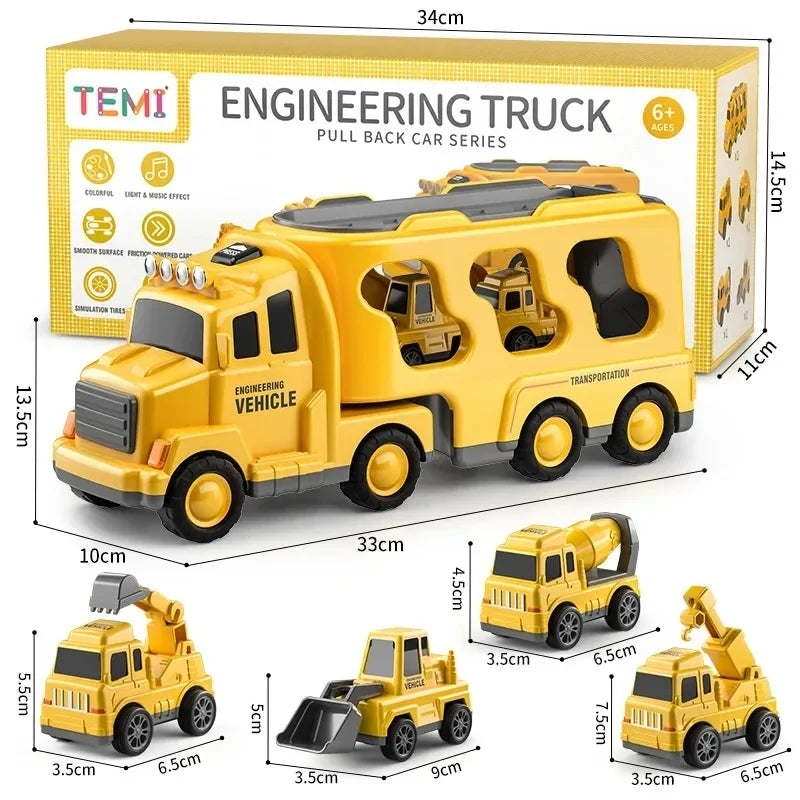Wind-up Cars Toy engineering trucks heavy trucks police car fire trucks music light model set puzzle toys Boys Kids Gifts