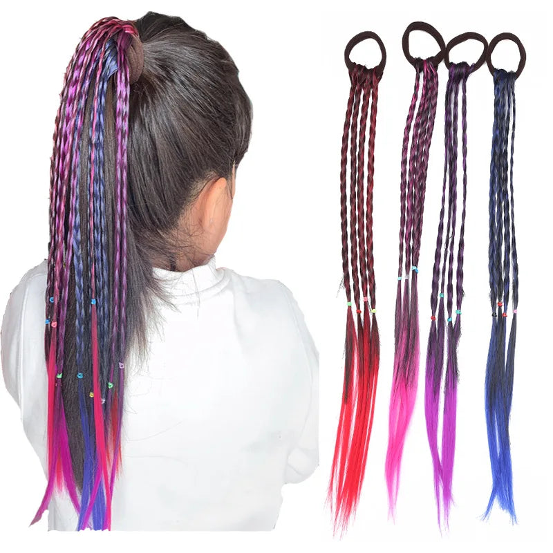 Korean Fashion Kids Wig Braids Girls Dirty Braid Hair Rope Children Gradient Barrettes Headwear Baby Kids Hair Accessories