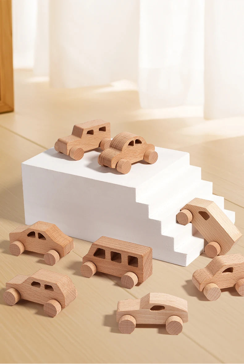 DIY Wooden Toy Car For Children Wooden Push Car Shape Educational Toy For Grasping Can Be Painted And Used As Decoration Gift