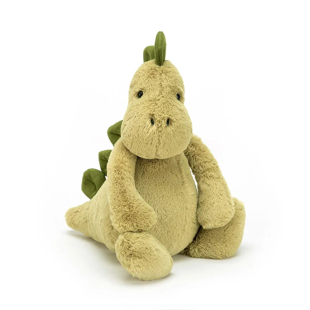 JC Shy Green Dinosaur Plush Doll | Soft Stuffed Cartoon Toy — Bag Charm & Festive Gift