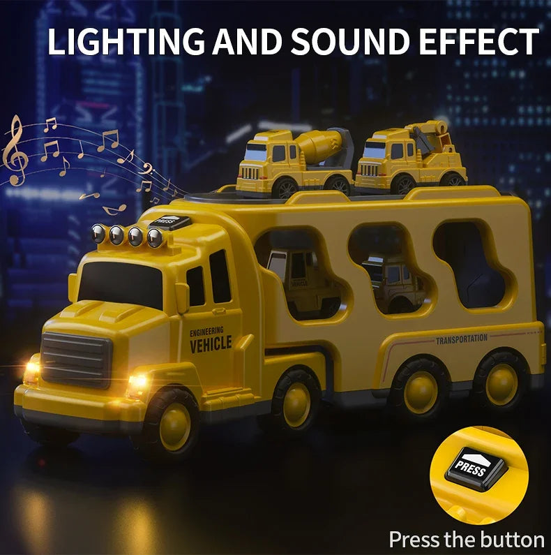 Wind-up Cars Toy engineering trucks heavy trucks police car fire trucks music light model set puzzle toys Boys Kids Gifts