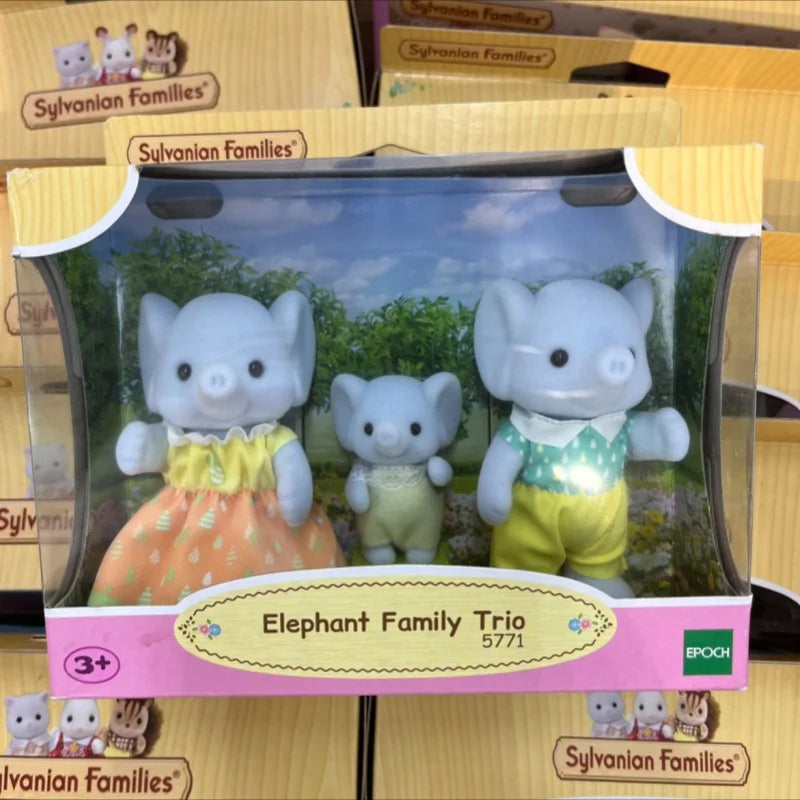 Sylvanian Families Anime Girl Figures Calico Critters Furniture Set Floral Cat Chocolate Rabbit Elephant Panda Family Trio Girts