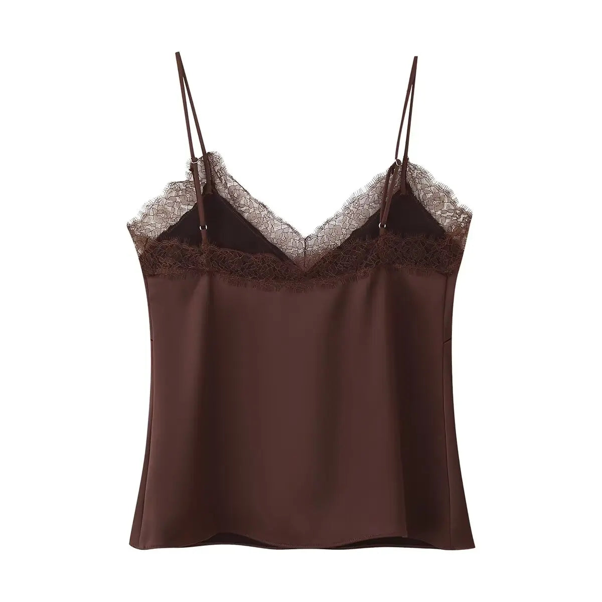 HH 2026 New Fashion Woman Lace Trim Sling Sleeveless V Collar Backless Mini Top Female Slim Fit Thin And Light Sexy Top