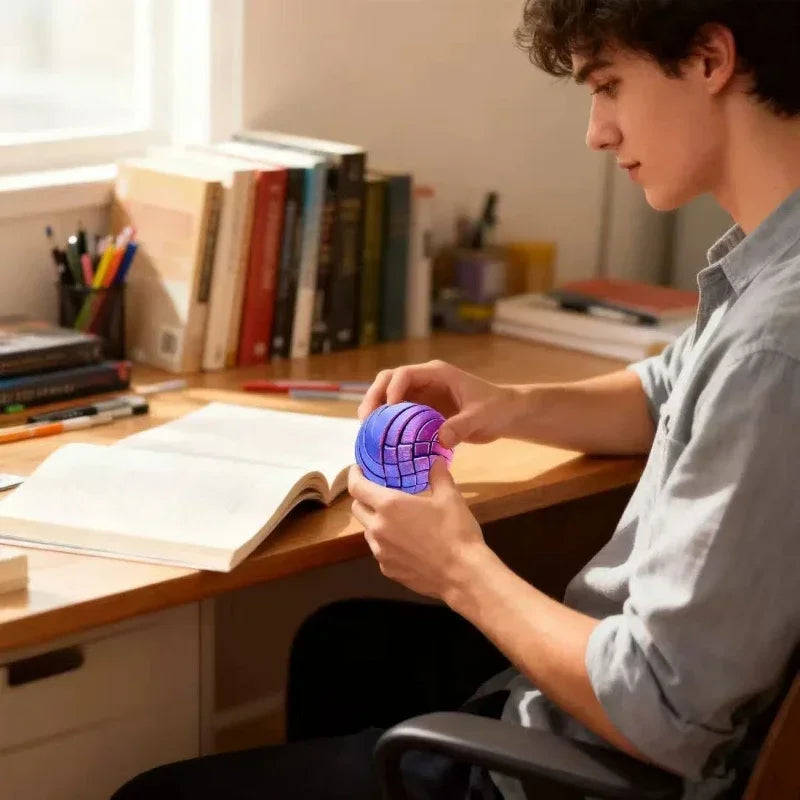 Twist Sphere 3D Printed Fidget Ball | Gear Rotating Liquid Flow Toy | Anxiety Relief | 3 Gradient Colors