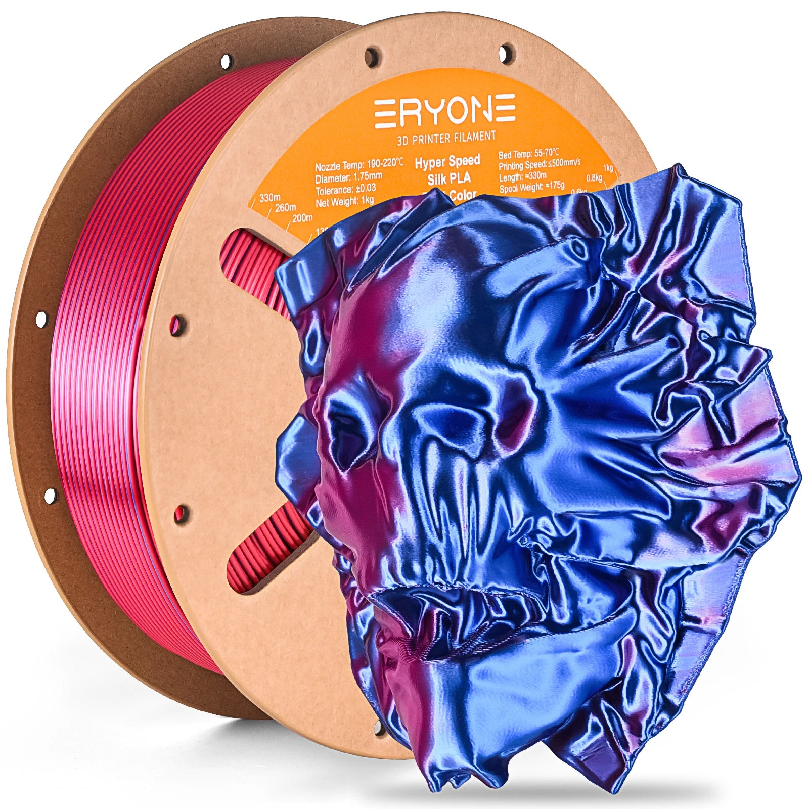 ERYONE 1KG Silk Dual Color PLA Series 3D Printer Filament 1.75mm, Dual-Color Coextrusion Silky Shiny Finish, 1kg Spool