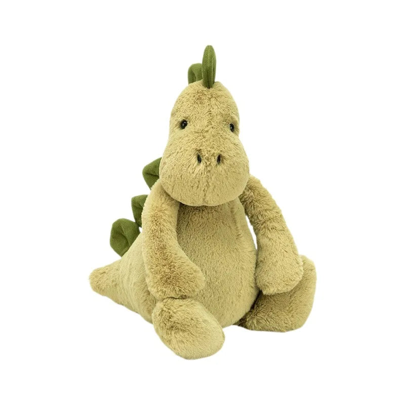 JC Shy Green Dinosaur Plush Doll | Soft Stuffed Cartoon Toy — Bag Charm & Festive Gift
