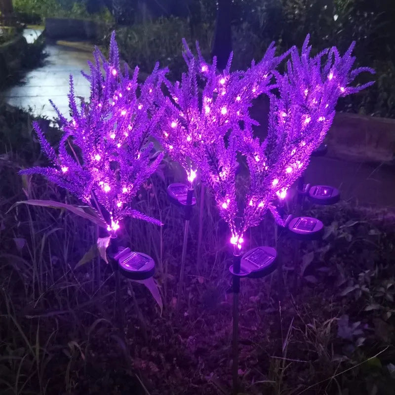 Outdoor Courtyard Simulation Light, Square Lawn Ground Insertion LED Solar Lavender Light, Landscape Simulation Flower Light