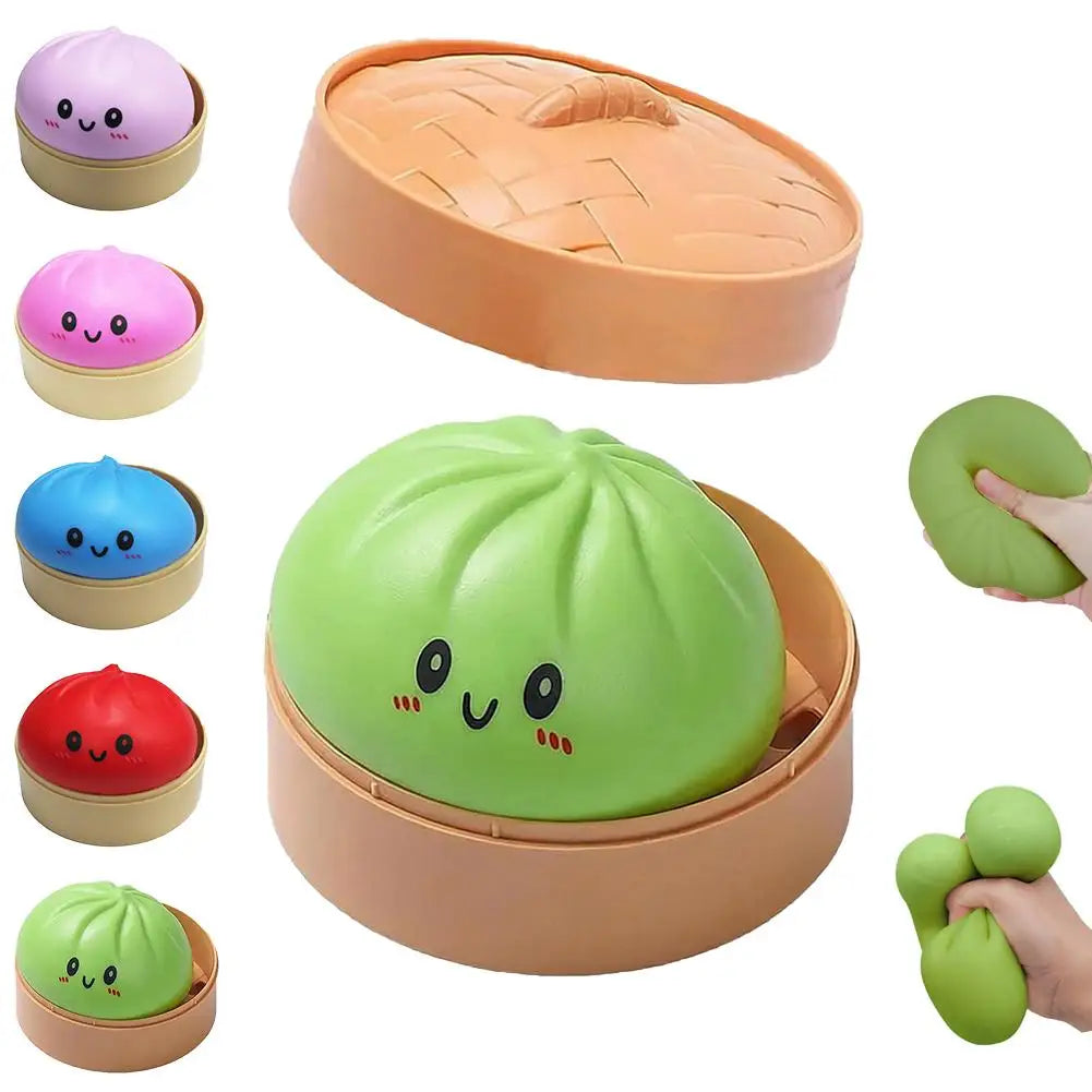 Stress Relief Squeeze Toy-Simulated Dumpling&Baozi,Reusable Low Rebound Sensory Dough Ball For Relieve Anxiety&Release Emotions