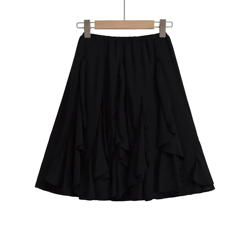 Women's Tiered Ruffle A-Line Midi Skirt