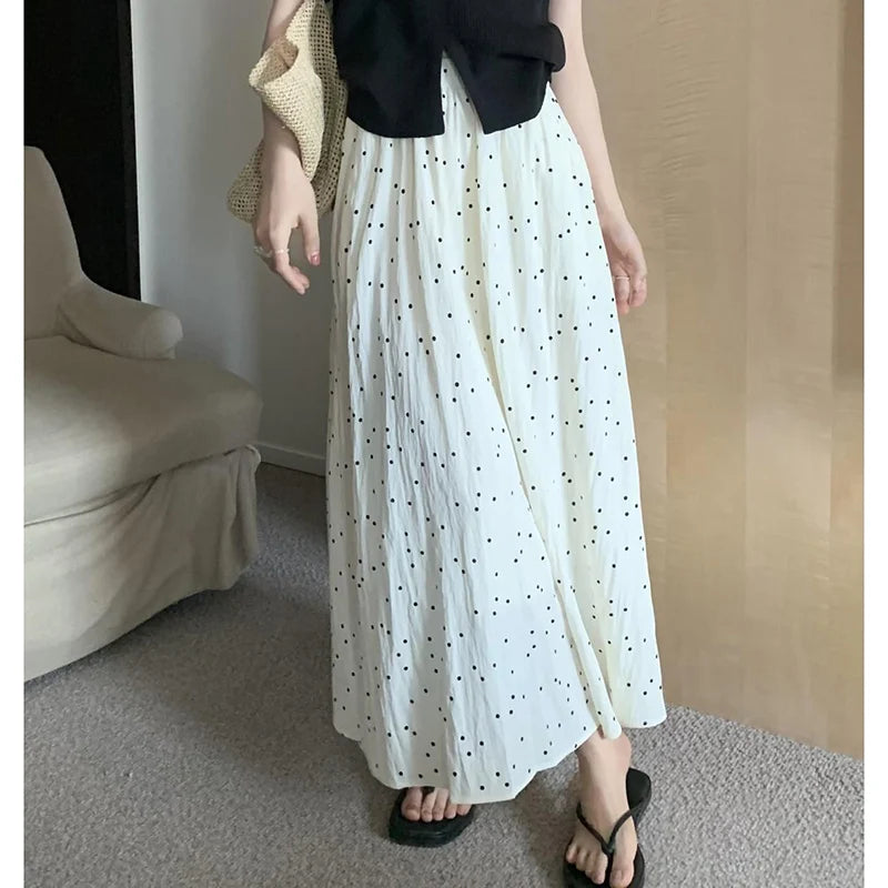 Women's High Waist Pleated A-Line Midi Skirt