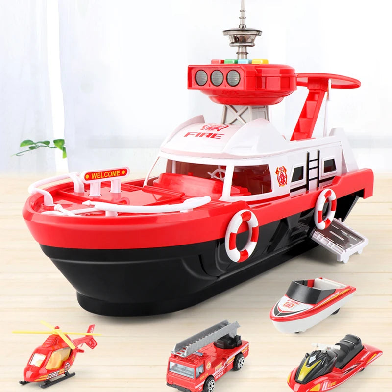 Kids' Toy Ship & Car Parking Playset – Inertia Boat with 4 Diecast Cars | Ages 4–6