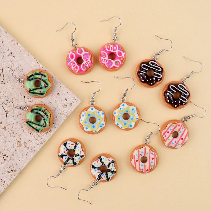 6 Pairs Realistic Chocolate Donut Earrings - Fake Food with Sprinkles (January Birthstone Suitable for Women &) |, Outfits, Casual Attire | Cute & Playful Donut Pendants