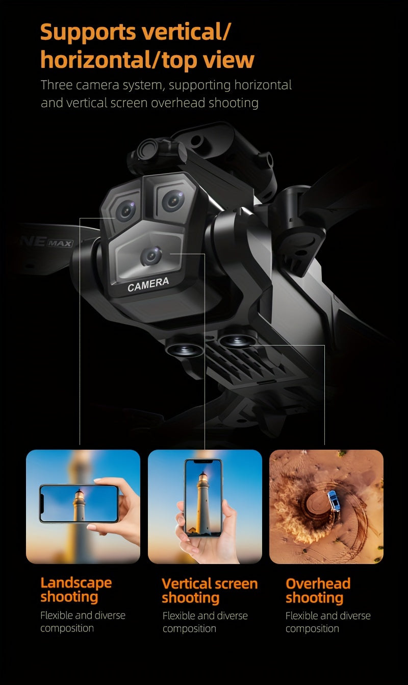 C10 Drone With Aerial Camera Three, 360° Infrared Obstacle Avoidance, Remote Control Boys And Girls Gifts, Outdoor Games