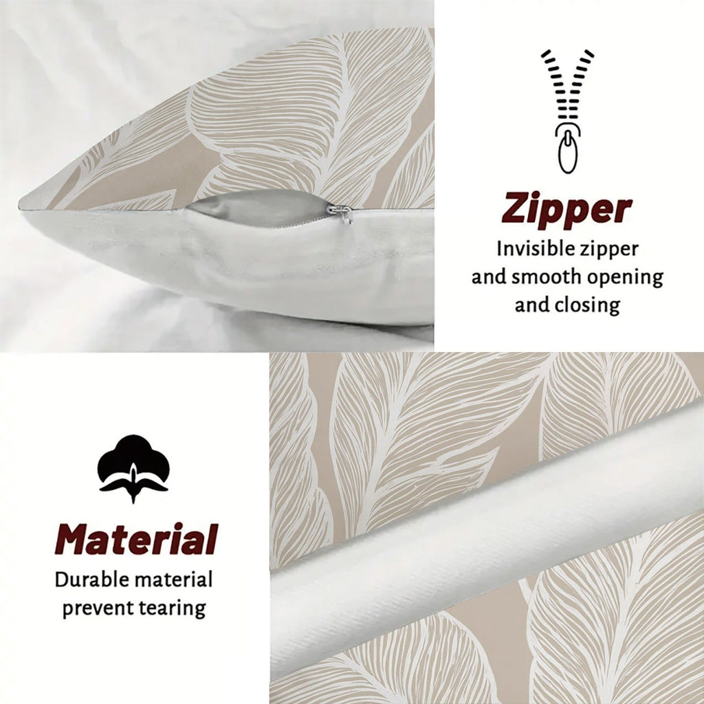 4pcs Printed Pillow Cover Set, Leaf Pattern Cushions for Bedroom Sofa, Creating a Cozy Rest Atmosphere, Adding Natural Comfort to Home, A Thoughtful Companion for Relaxation, 17.7x17.7 Inches, Zipper Closure, Machine Washable