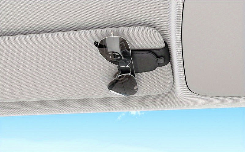 2/4pcs Magnetic Car Sunglass Holder, Suede Leather Visor Clip for Glasses, Universal Vehicle Sun Visor Mount, Non-Food Contact Accessory with Plastic Storage and Organization