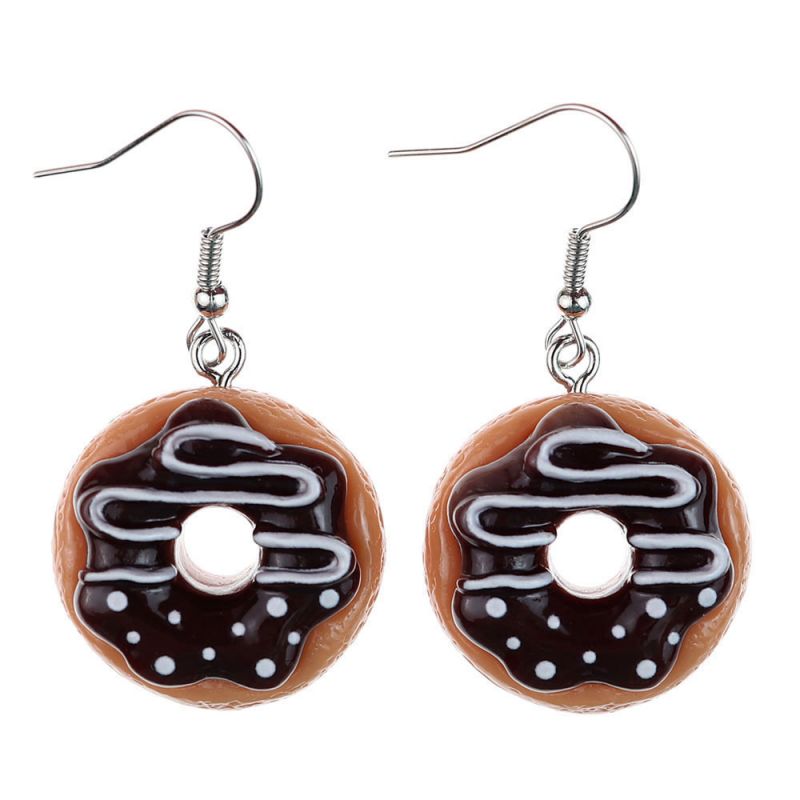 6 Pairs Realistic Chocolate Donut Earrings - Fake Food with Sprinkles (January Birthstone Suitable for Women &) |, Outfits, Casual Attire | Cute & Playful Donut Pendants