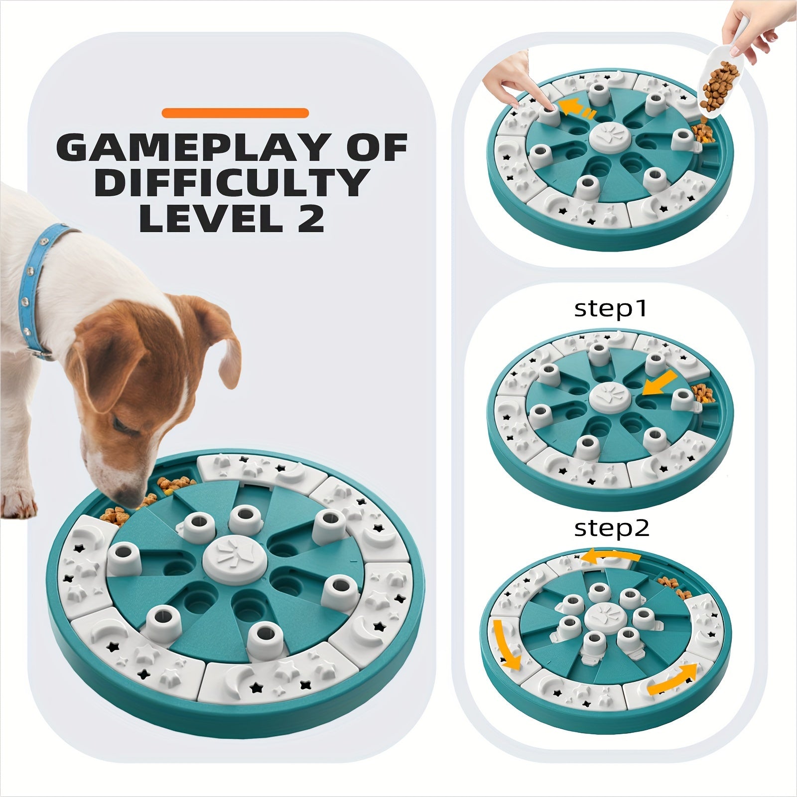 IQ Dog Puzzle Toy Level 2 in 1 Dogs Brain Stimulating Toys Mental Stimulation Treat/Food Puzzles Feeder Dispenser Interactive Puppy Smart Games