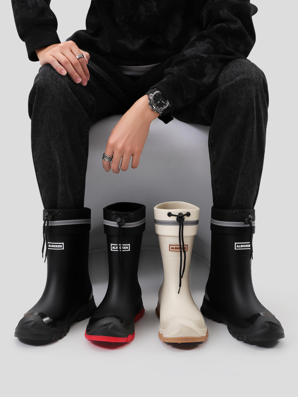 Women's High-end High Quality Rain Boots, Mid-calf Non-slip Rubber Rain Boots with Lightweight Cushioned Soles, Comfortable and Breathable, Suitable for Outdoor Walking, Gardening, and Various Weather Conditions