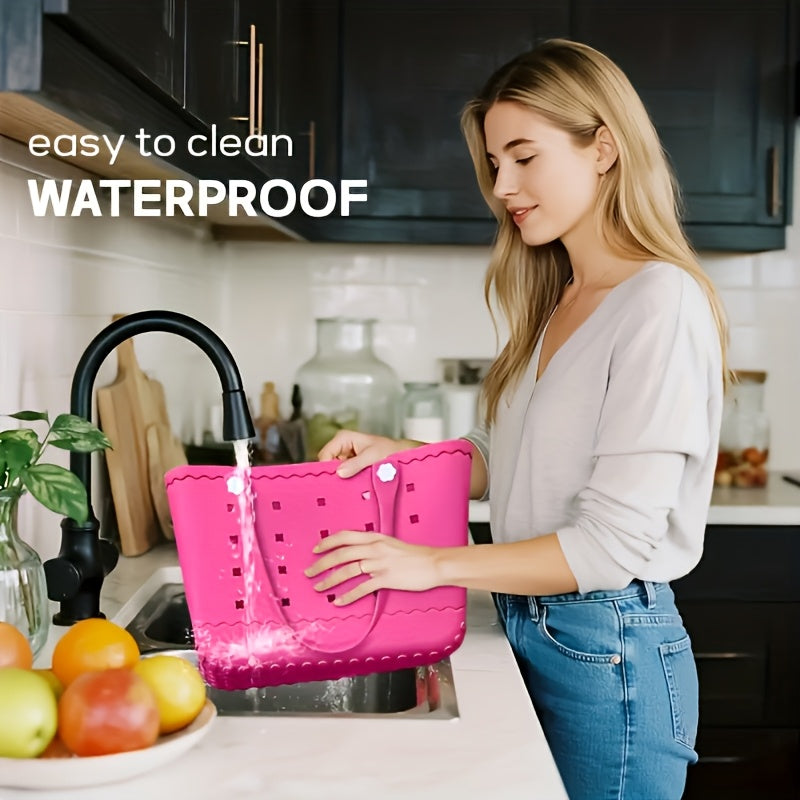 New Spring EVA Tote Bag High Quality Beach Bag, Spill-proof, Easy to Clean Sturdy And Durable Tote Bag Extra-large Capacity for Shopping, Travel, Parties, Outdoor Activities, Beach Essentials Perfect New Year Gift for Loved O