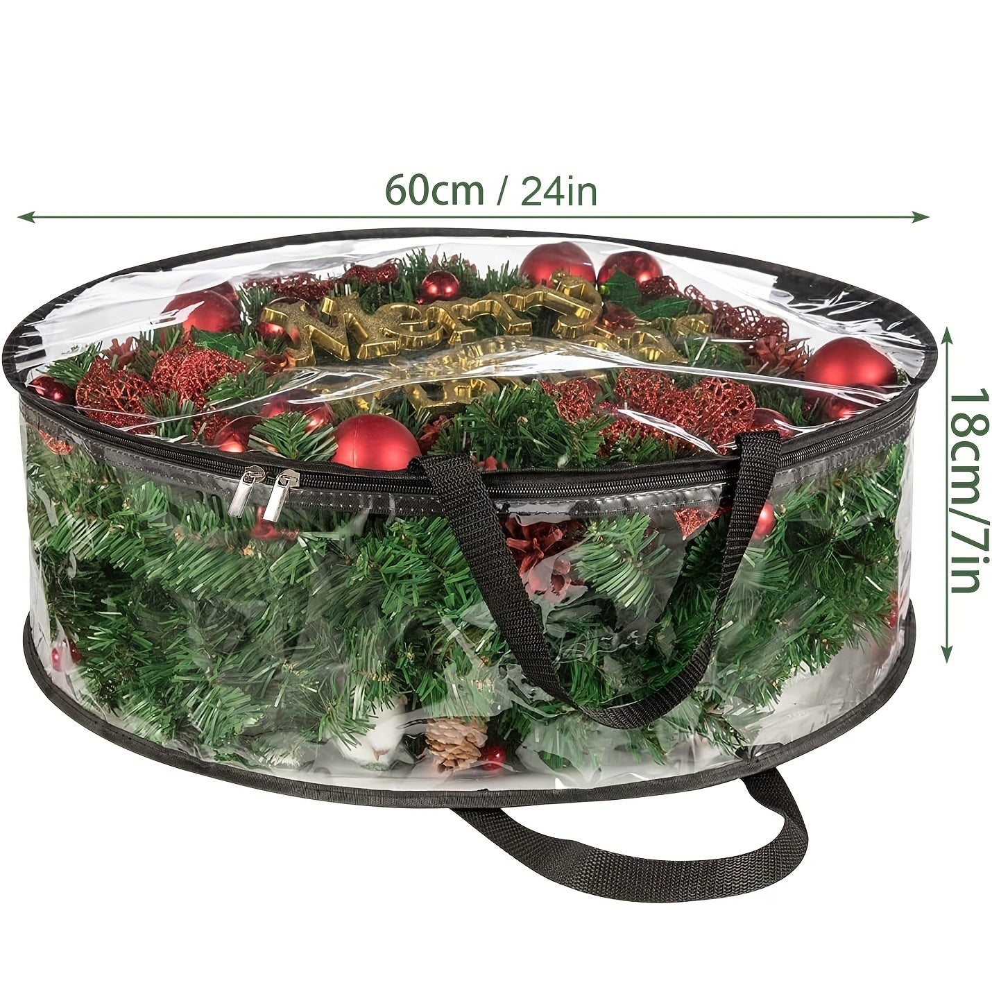 4pcs Transparent Wreath Storage Bag, 24 Inch/ 30 Inch Christmas Wreath Storage Containers, Heavy-duty PVC Garland Protector With Handle For Seasonal Christmas Wreaths Storage And Organization, Organizer Supplies Winter Christ