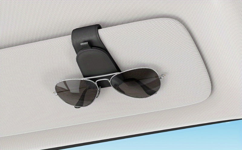 2/4pcs Magnetic Car Sunglass Holder, Suede Leather Visor Clip for Glasses, Universal Vehicle Sun Visor Mount, Non-Food Contact Accessory with Plastic Storage and Organization