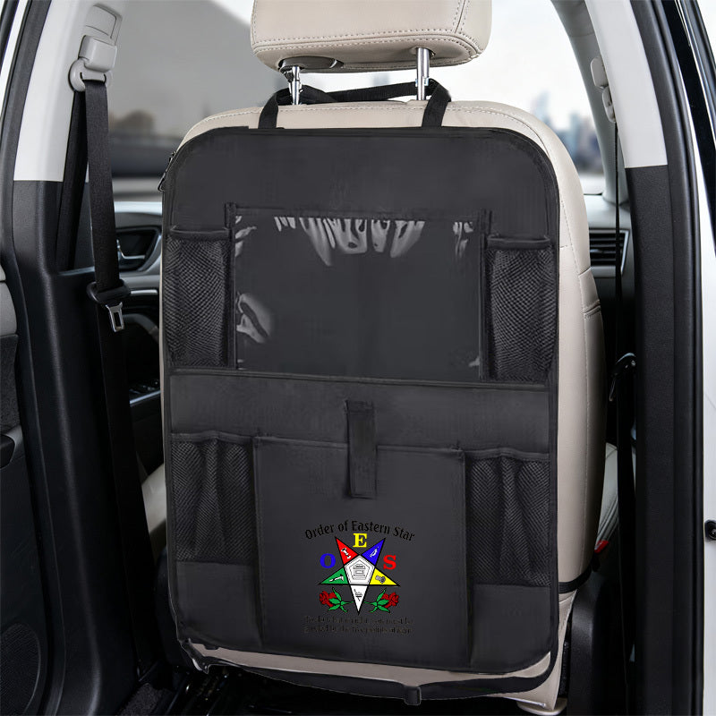 1pc Order of Eastern Star Symbol 1 Car Seat Back Storage Bag - Durable Oxford Cloth, Multi-Compartment Design, Great for Road Trips and Commuting, Vehicle Organization, Travel Essentials, Compact Organizer, Practical Design,