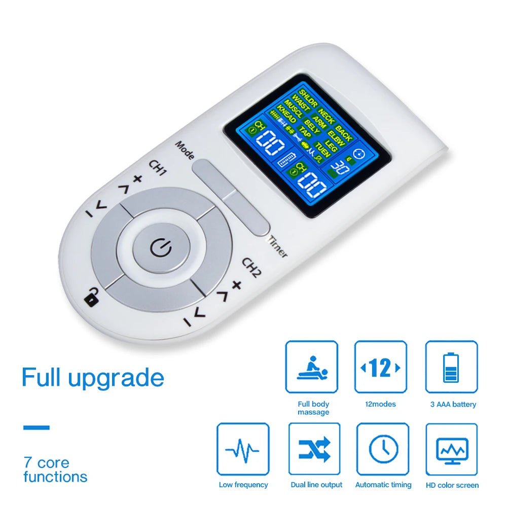 Electric Tens Relax Muscle Stimulator 12 Modes EMS Acupuncture Body Massage Digital Therapy Slimming Machine Electrostimulator - Kenner House Emporium