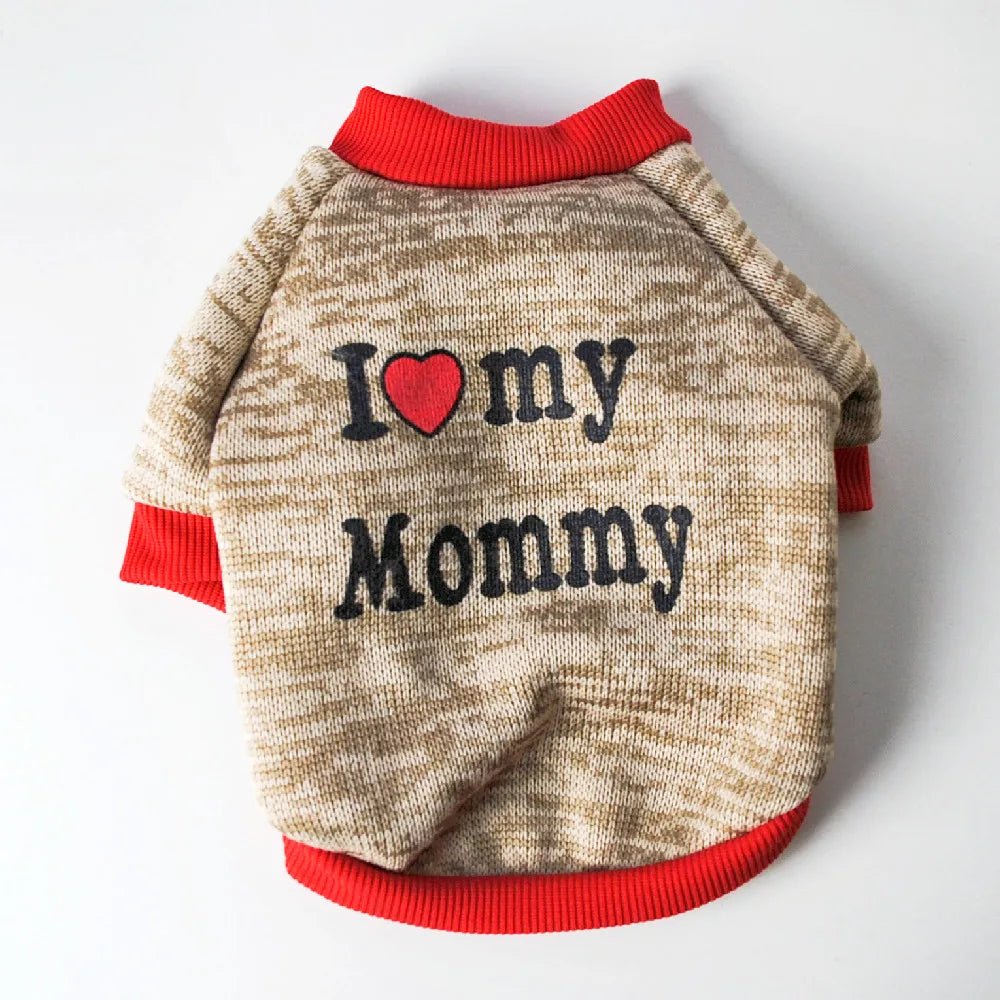 Small Dog Clothes Cute Puppy Cat Clothing Cotton T-shirt Chihuahua Pug Clothes Vest Spring Autumn Pet Costume I Love Daddy Mommy - Kenner House Emporium