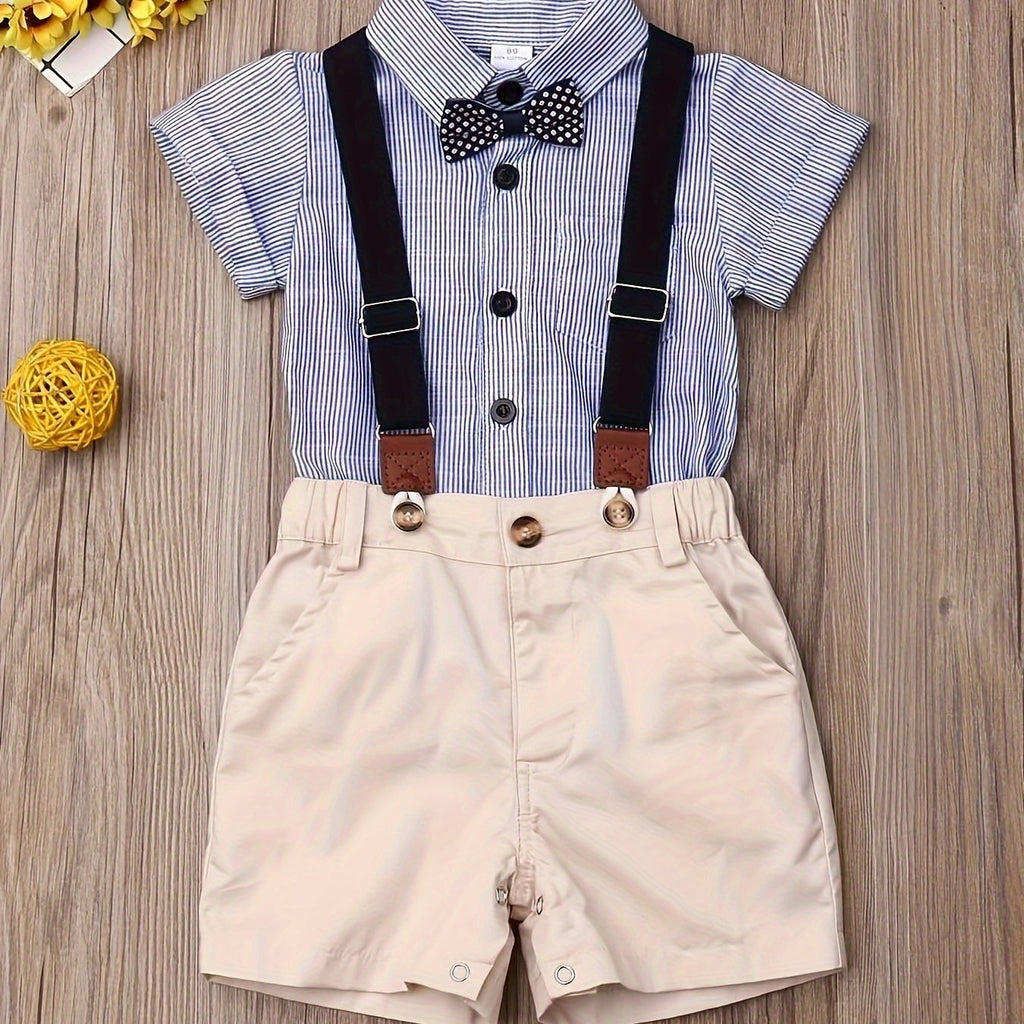 Newborn Kids Baby Boys Gentleman Outfits Suit Casual Tops Shorts Clothes Set, for Outdoor - Kenner House Emporium