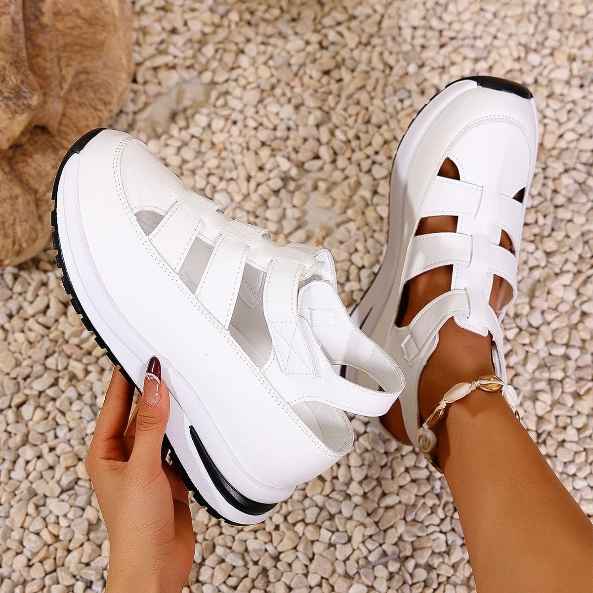 Women's Sandals Summer 2025 Shoes Platform Wedge High - heeled Gladiator Comfortable Casual New in Luxury White Round Toe on Offer - Kenner House Emporium