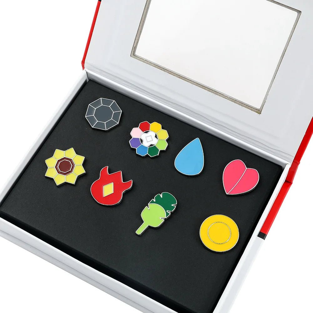 Anime Pokemon Badges Kanto Johto Hoenn Sinnoh Unova Kalos League Region Orange Islands Pins Brooches Box Set Pocket Monster - Kenner House Emporium