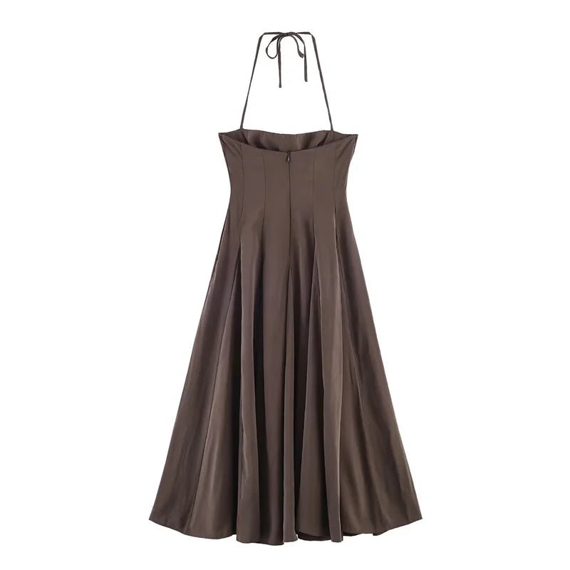 Women's Dress 2026 New Fashion Spring Summer Halter neck Midi Dress for Women Casual Chic Personality Spaghetti Strap Dress - Kenner House Emporium
