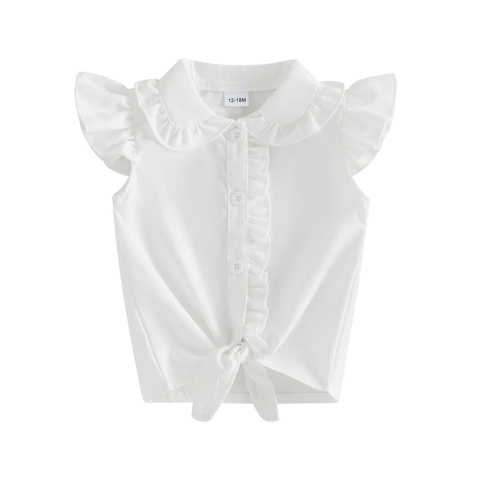 Toddler Clothes Baby Girl Summer Shirts Cute Plaid Solid Color Flying Sleeve Button Down Tops Children's Clothing - Kenner House Emporium