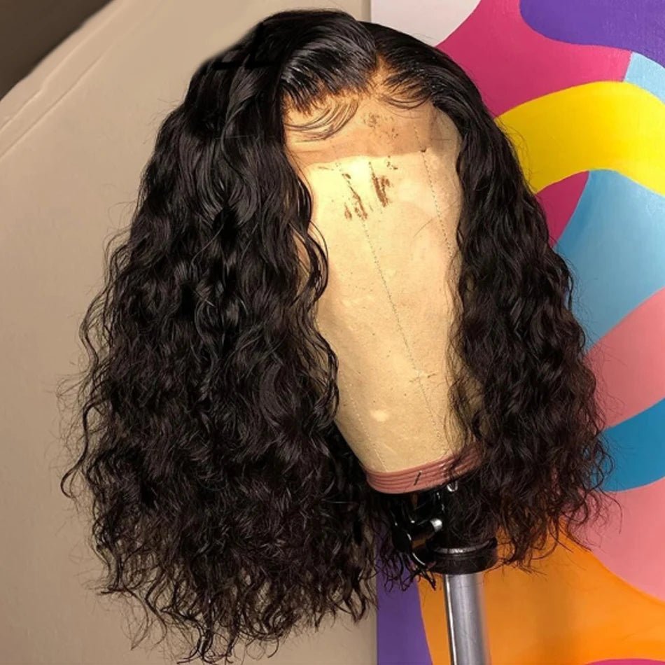 250 Density Wear And Go Water Wave Bob Glueless Wet And Wavy HD Lace Frontal Pre Cut Human Wigs Brazilian Virgin Cheveux Humain - Kenner House Emporium